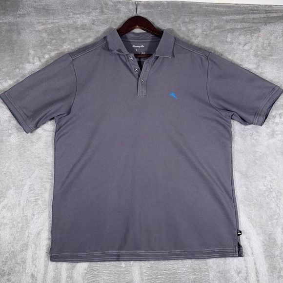 Tommy Bahama Other - Tommy Bahama Polo Shirt Men's Large Gray Short Sleeve Beach Coast Fishing